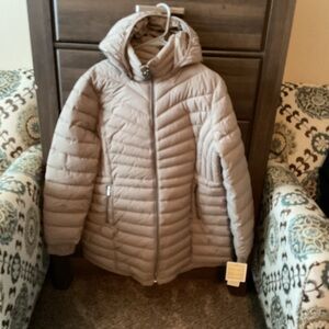 Michael Kors Taupe Puffer Hooded Jacket XL